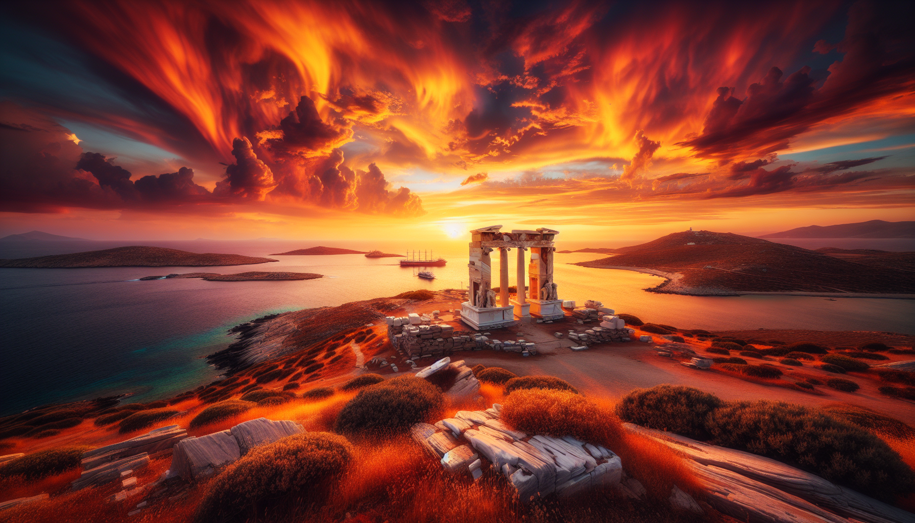 Η Πορτάρα της Νάξου στο ηλιοβασίλεμα